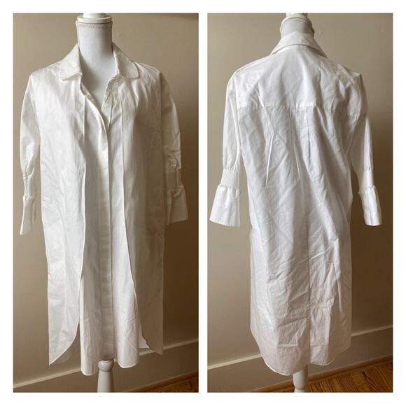 Shirt Dress Halston Heritage Smock Sleeve Overlay White Women's Size Small - Picture 14 of 14